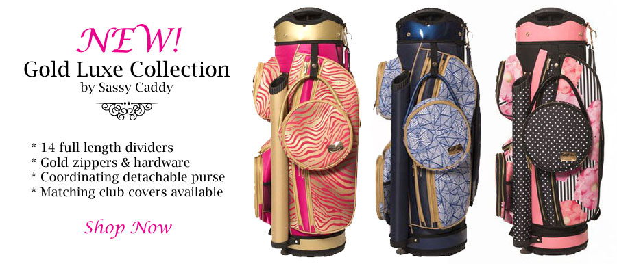 Gold Luxe Golf Bags for Ladies - Pink Golf Tees