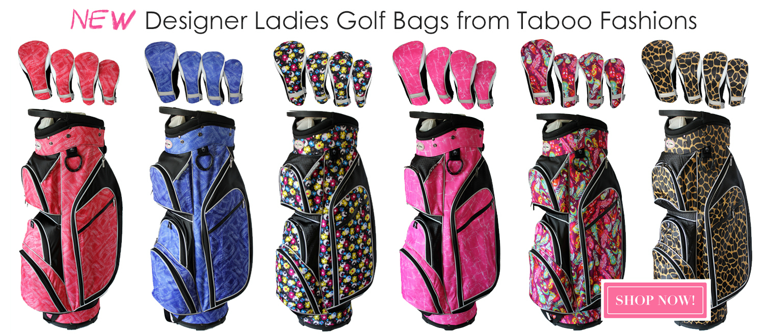New! Designer Ladies Golf Bags from Taboo Fashions - Pink Golf Tees